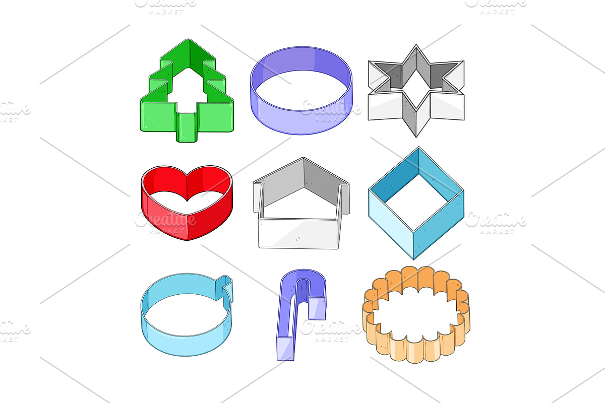 cookie cutter set cartoon vector, an Object Illustration by pikepicture