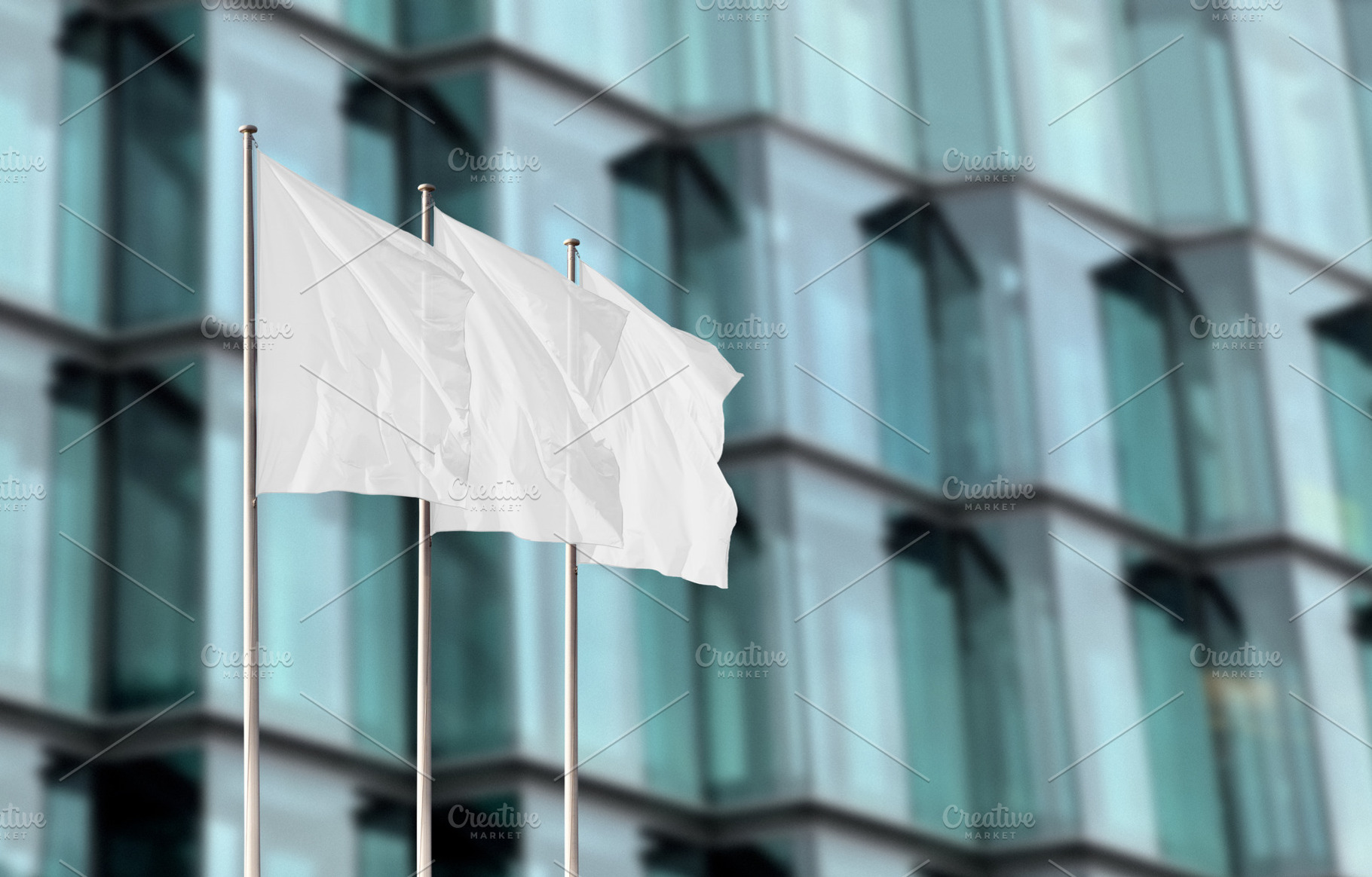 Group of white corporate flags, a Business Photo by BOOCYS