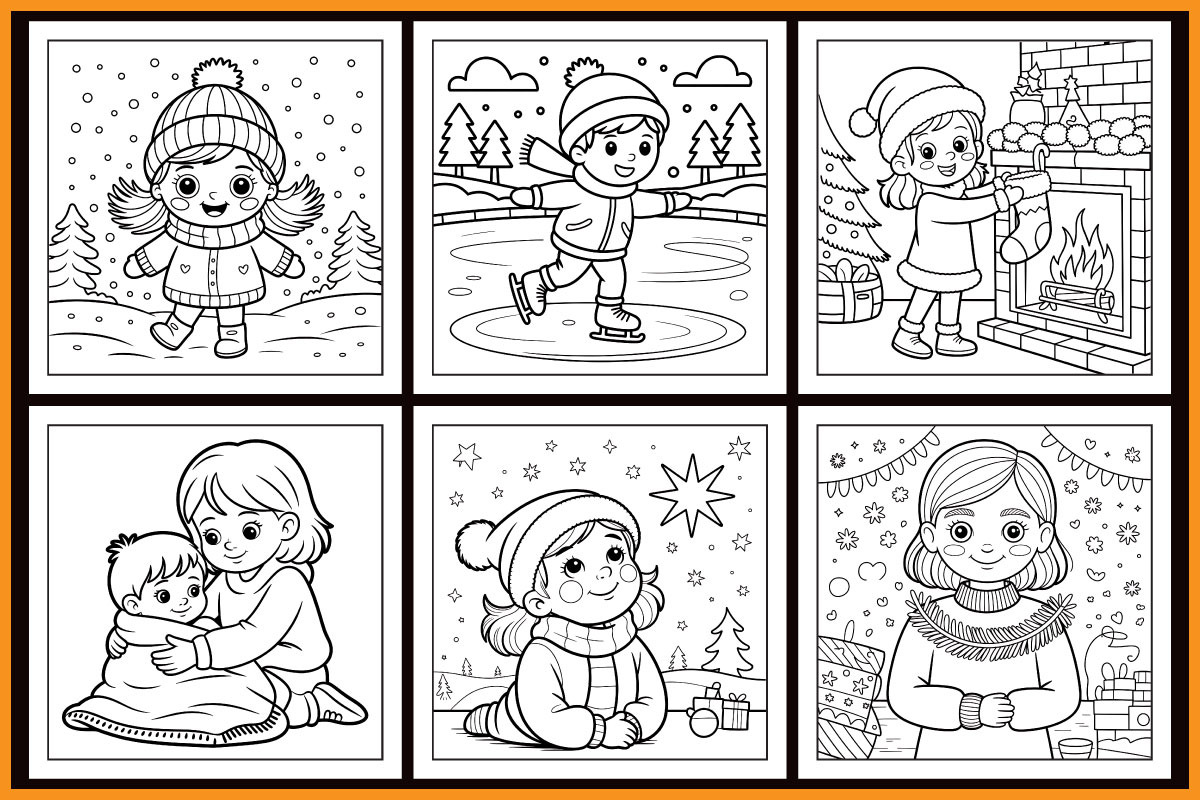 Cozy Christmas Girl Coloring Book, a Seasonal Illustration by protabsorkar11 (Photo 3 of 4)