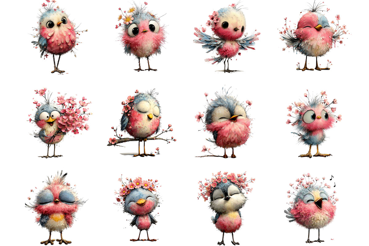 Whimsical Spring Bird Clipart, an Illustration by Designking (Photo 3 of 5)