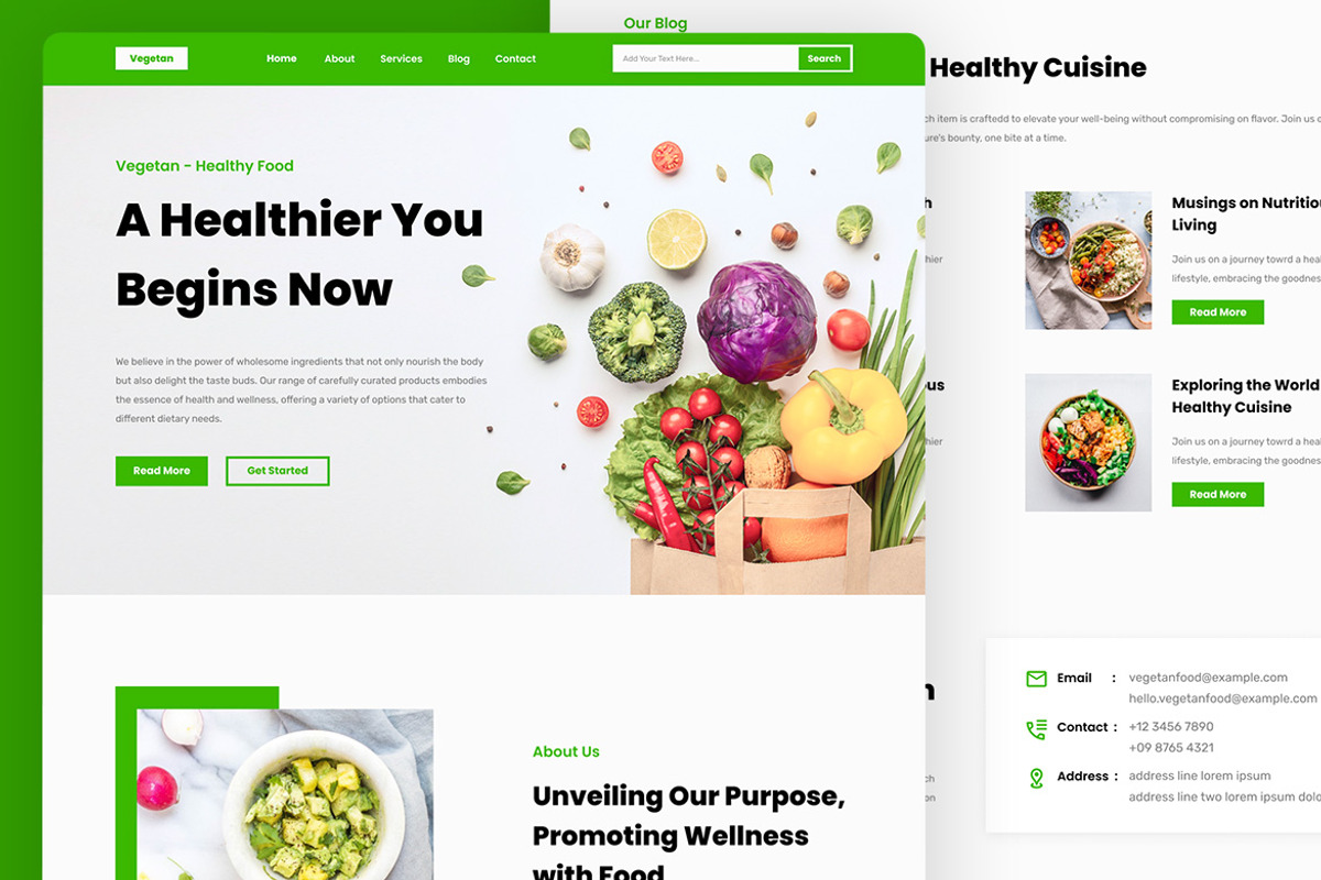 Vegetan - Healthy Food Landing Page, a Websites & App Template by ENATIVE (Photo 2 of 4)
