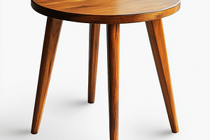Wooden side table three legs round t, an Abstract Photo by Pixeness Studio