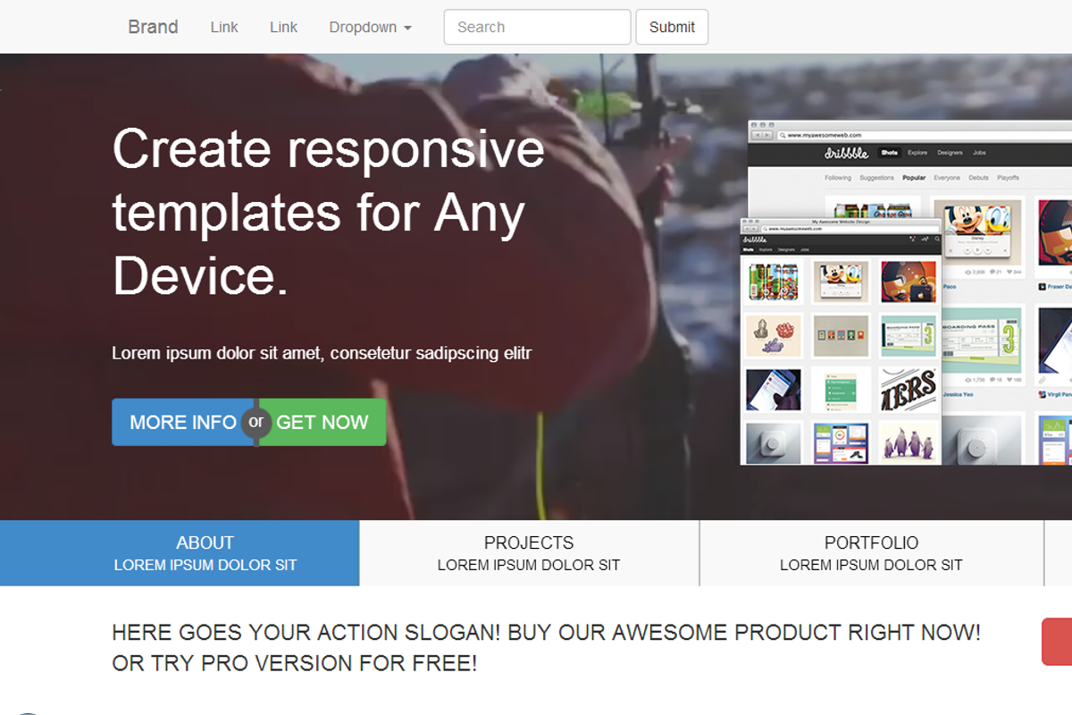 Landing page video background BS3.1., a Landing Page Template by Bootstraptor (Photo 1 of 4)