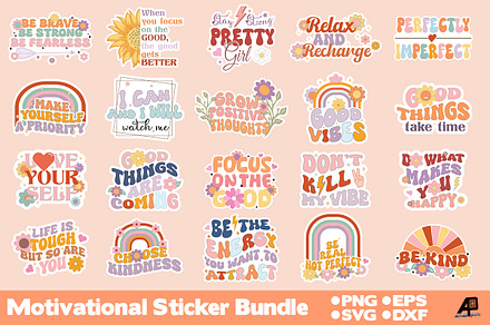 Motivational Stickers SVG PNG BUNDLE, a Photo by Actual Pixel
