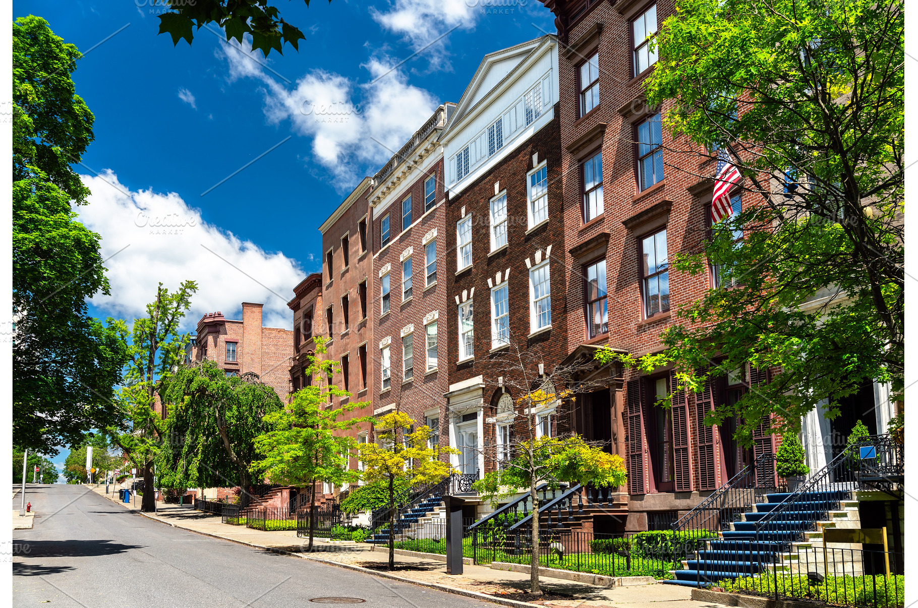 Historic Residential Street in, an Architecture Photo by Leonid Andronov