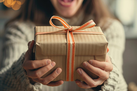 A woman is seen holding a brown gift, a Photo by Iftikhar Alam