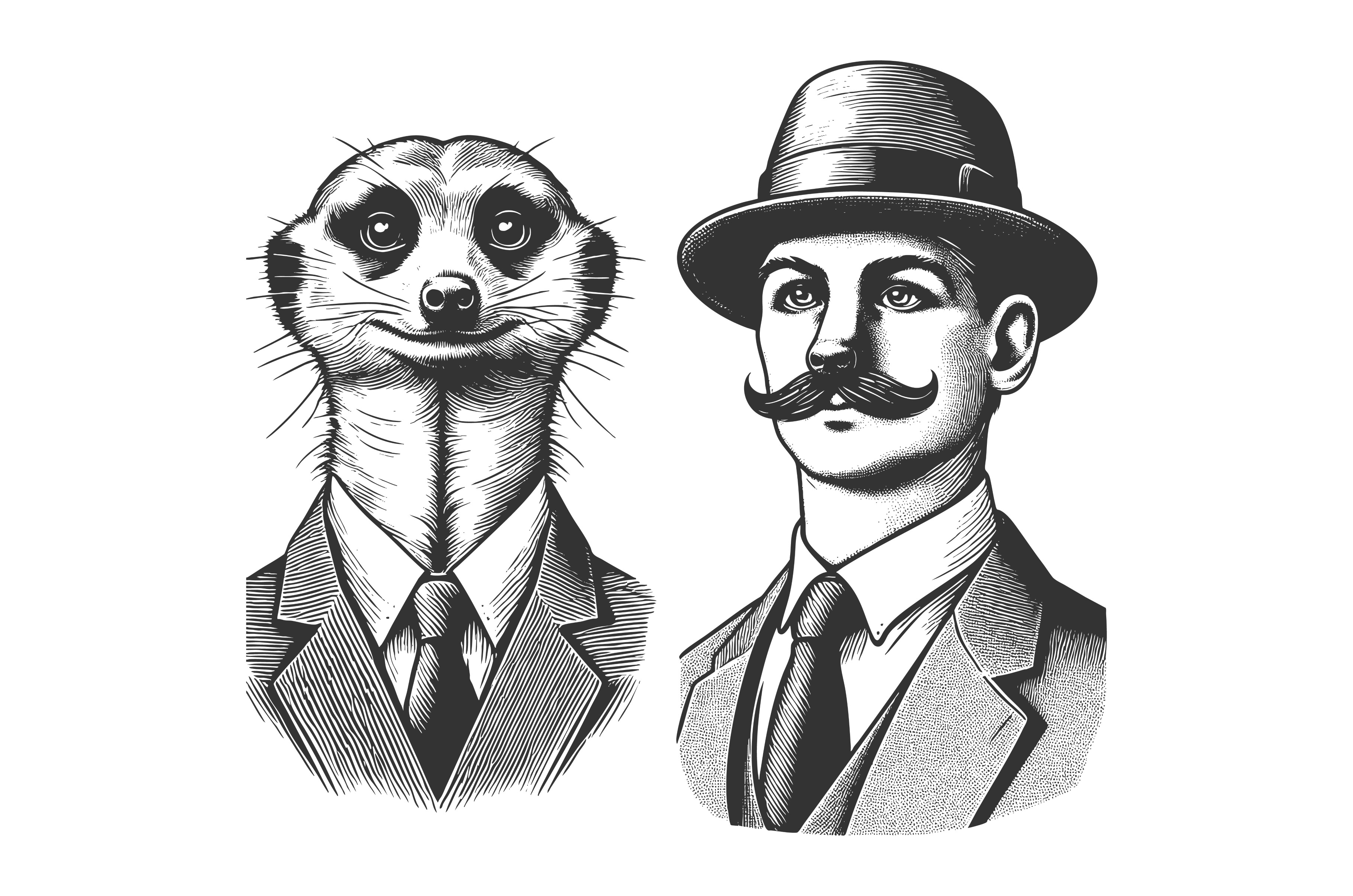 Anthropomorphic Meerkat and Human, an Animal Illustration by AlexArt