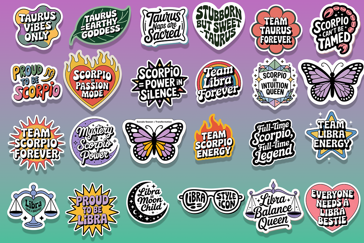 160 Zodiac Stickers, an Object Graphic by Jakayla Digital Co (Photo 15 of 16)