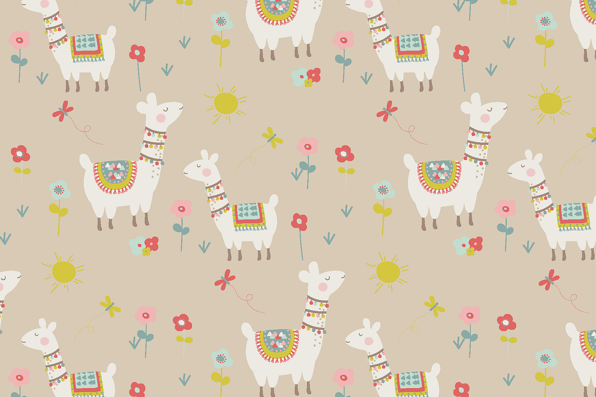 Cute llama paper, a Pattern Graphic by Poppymoondesign (Photo 5 of 5)