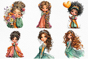 Cute Princesses PNG Clipart Bundle, a Seasonal Illustration by Craft Nest (Thumbnail 6 of 6)