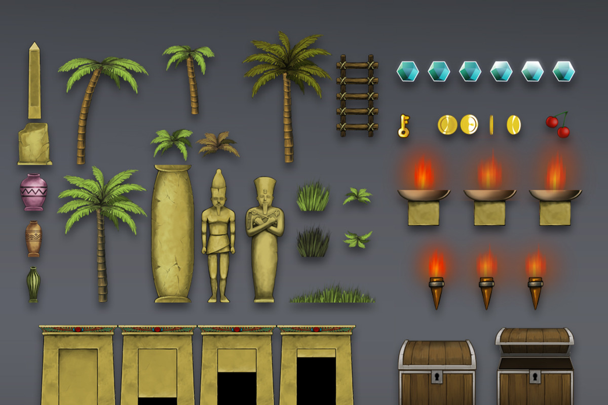 Platformer Tileset 6:Egyptian Temple, an Illustration by LudicArts (Photo 2 of 3)