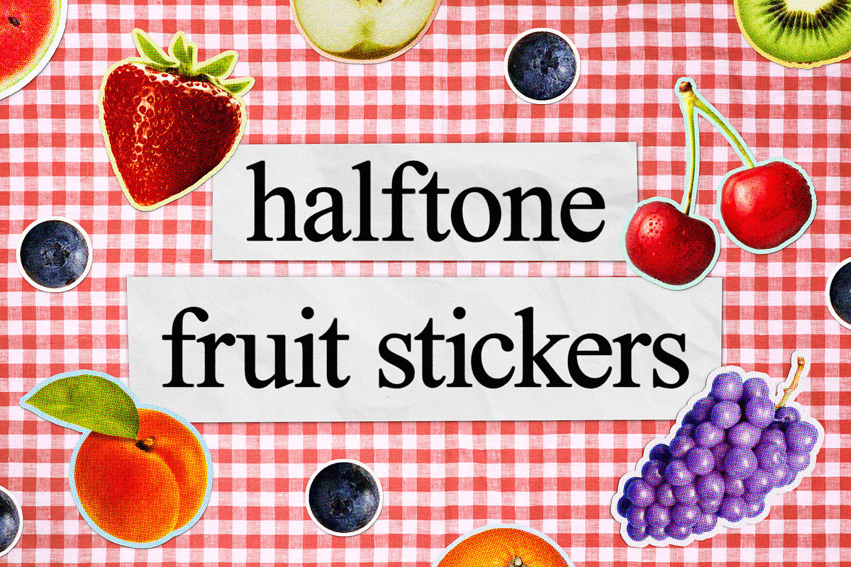 Halftone Fruit - Digital Stickers, an Object Graphic by jordynonacloud (Photo 1 of 6)