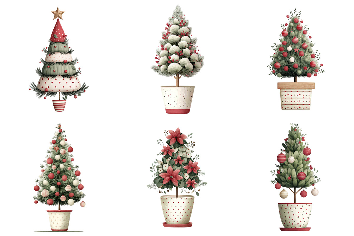 Cute Christmas Topiaries Tree, an Illustration by Craft Nest (Photo 9 of 11)