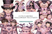 Halloween Tea Party Clipart Bundle, a Seasonal Illustration by BusyDaydesign (Thumbnail 1 of 9)