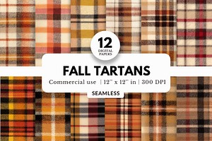 12 Fall Tartans Digital Papers, a Pattern Graphic by NorthWindPixels