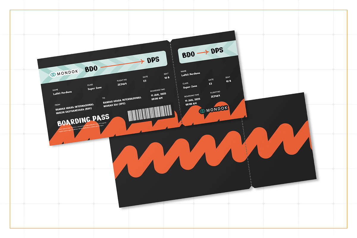 Boarding Pass - Mondok 2, a Print Template by Themes Awesome (Photo 3 of 3)