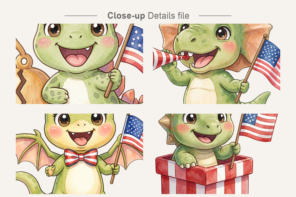 Patriotic Dino Sublimation, an Illustration by Artnoy (Photo 4 of 8)