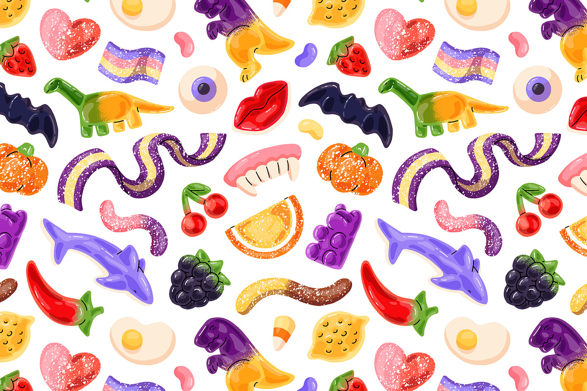 Sweet jellies, gummy candies set, a Food Illustration by PaperTrident (Photo 6 of 7)