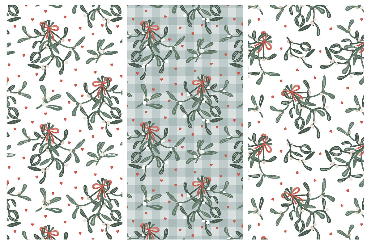 Mistletoe Magic Seamless Patterns, a Pattern Graphic by Toltemara (Photo 2 of 3)