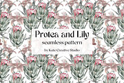 Watercolor flower pattern Protea, a Pattern Graphic by Kate Creative Studio (Thumbnail 1 of 5)