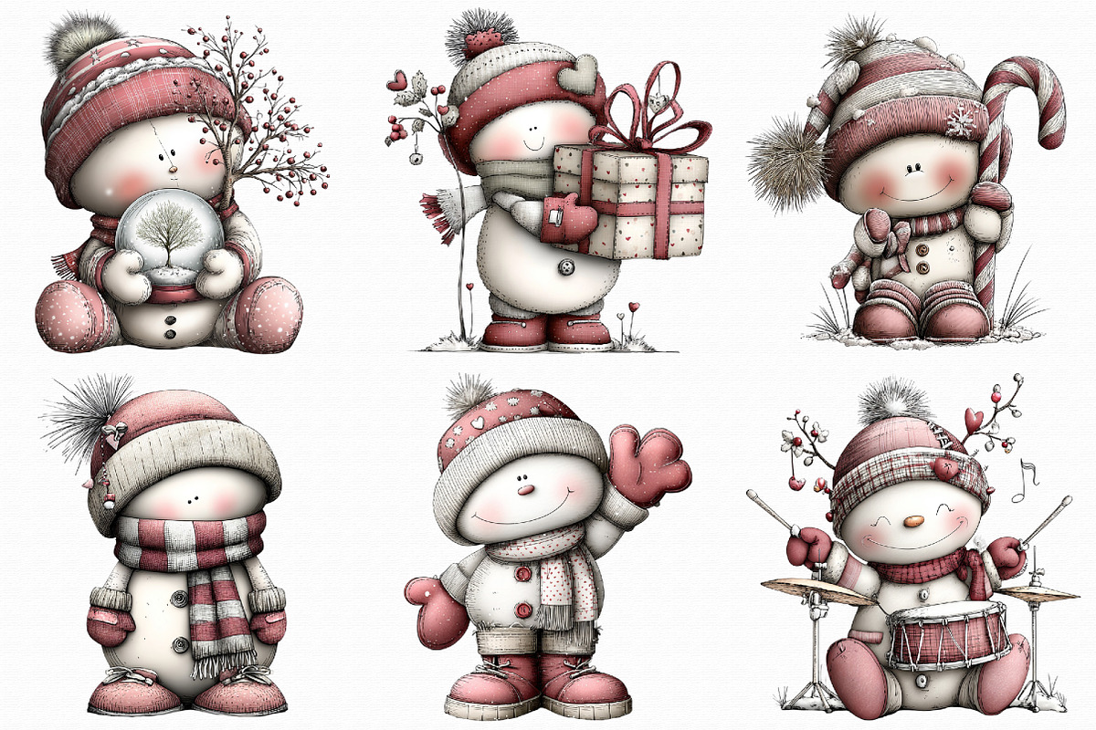 Whimsical Snowman Clipart, an Illustration by Libby Wishes (Photo 2 of 8)