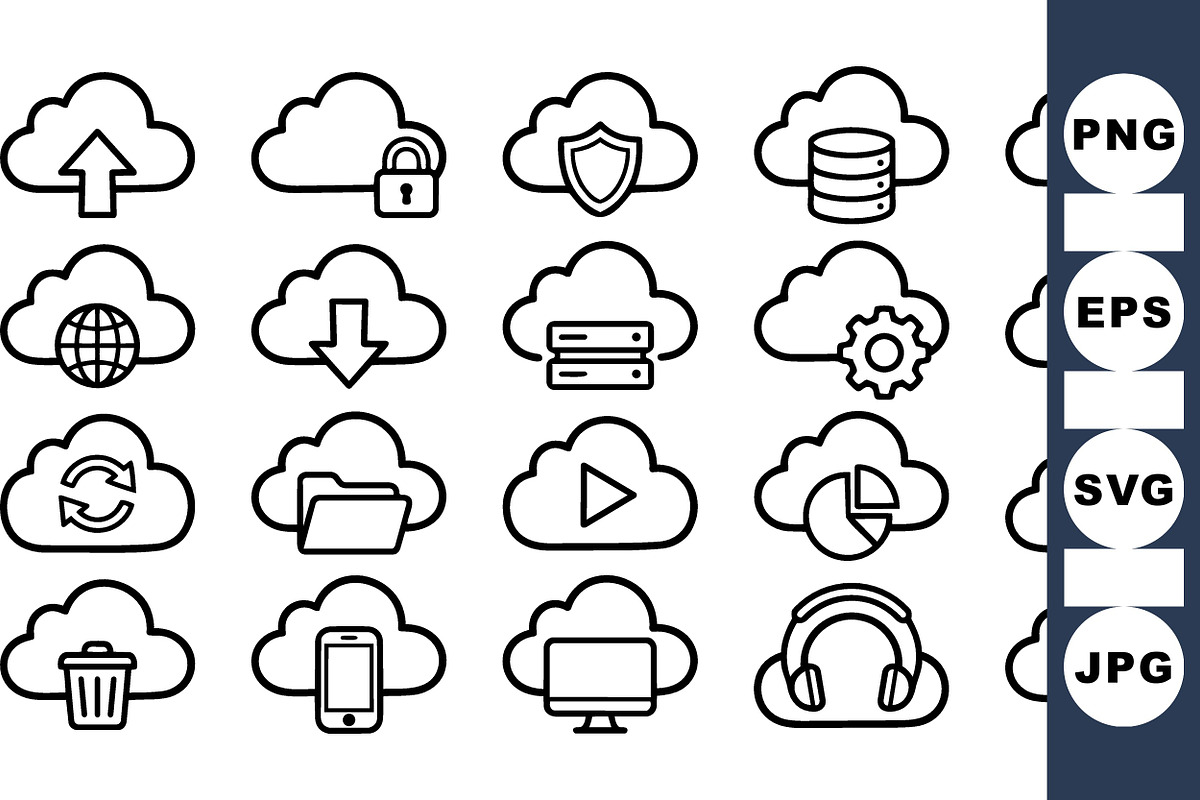 Cloud Computing Icon Set, an Illustration by designvectx (Photo 1 of 3)