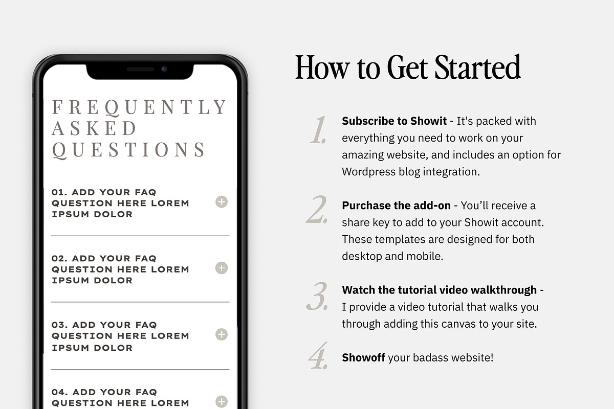 Showit Addon - FAQ Template, a Websites & App Template by Amanda Pena Design (Photo 4 of 5)
