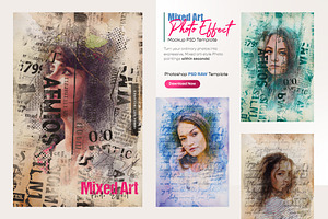 Mixed art photo effect mockup, a Brushes & More by zahidhossainalif