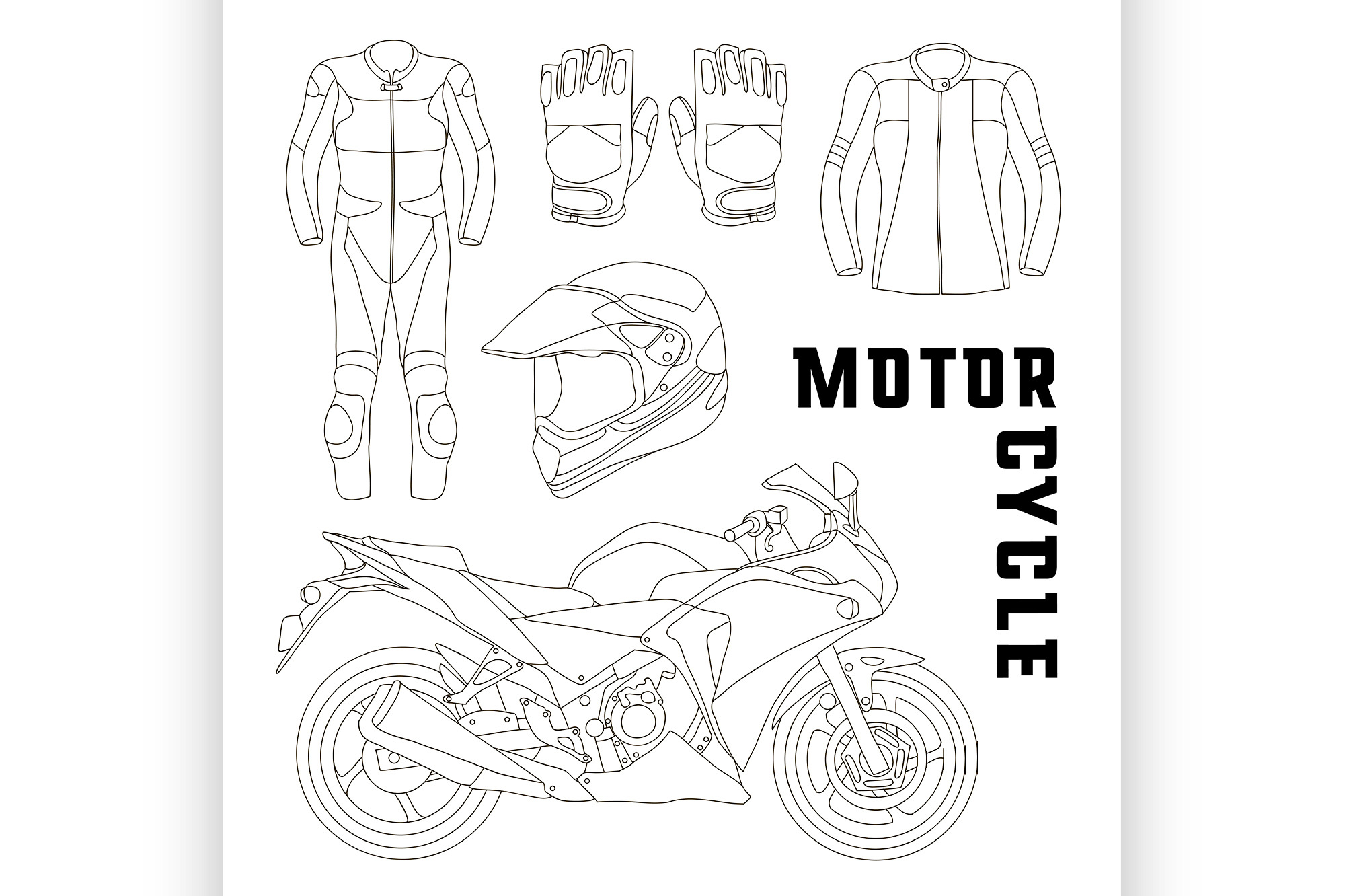 Vector Set Of Motorcycle Accessories by Netkoff  Creative Market