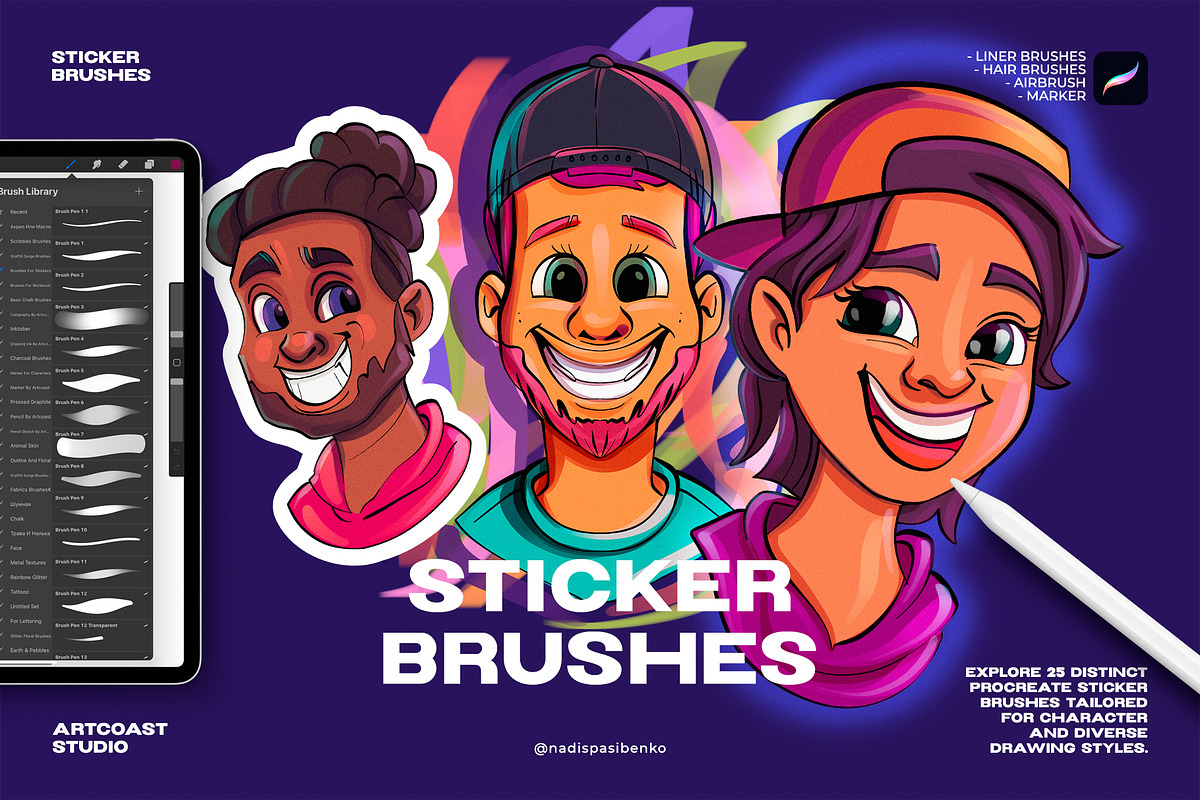 Procreate Sticker Brushes, a Brush Add-On by Spasibenko Art