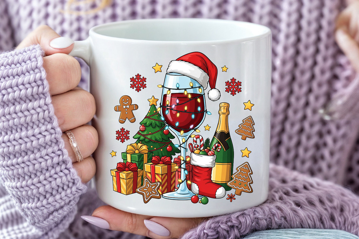 Christmas wine glasses png, an Illustration by Craft Nest (Photo 5 of 6)