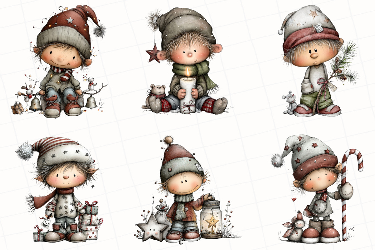 Whimsical Elf Clipart Bundle, an Illustration by OK Design (Photo 2 of 6)