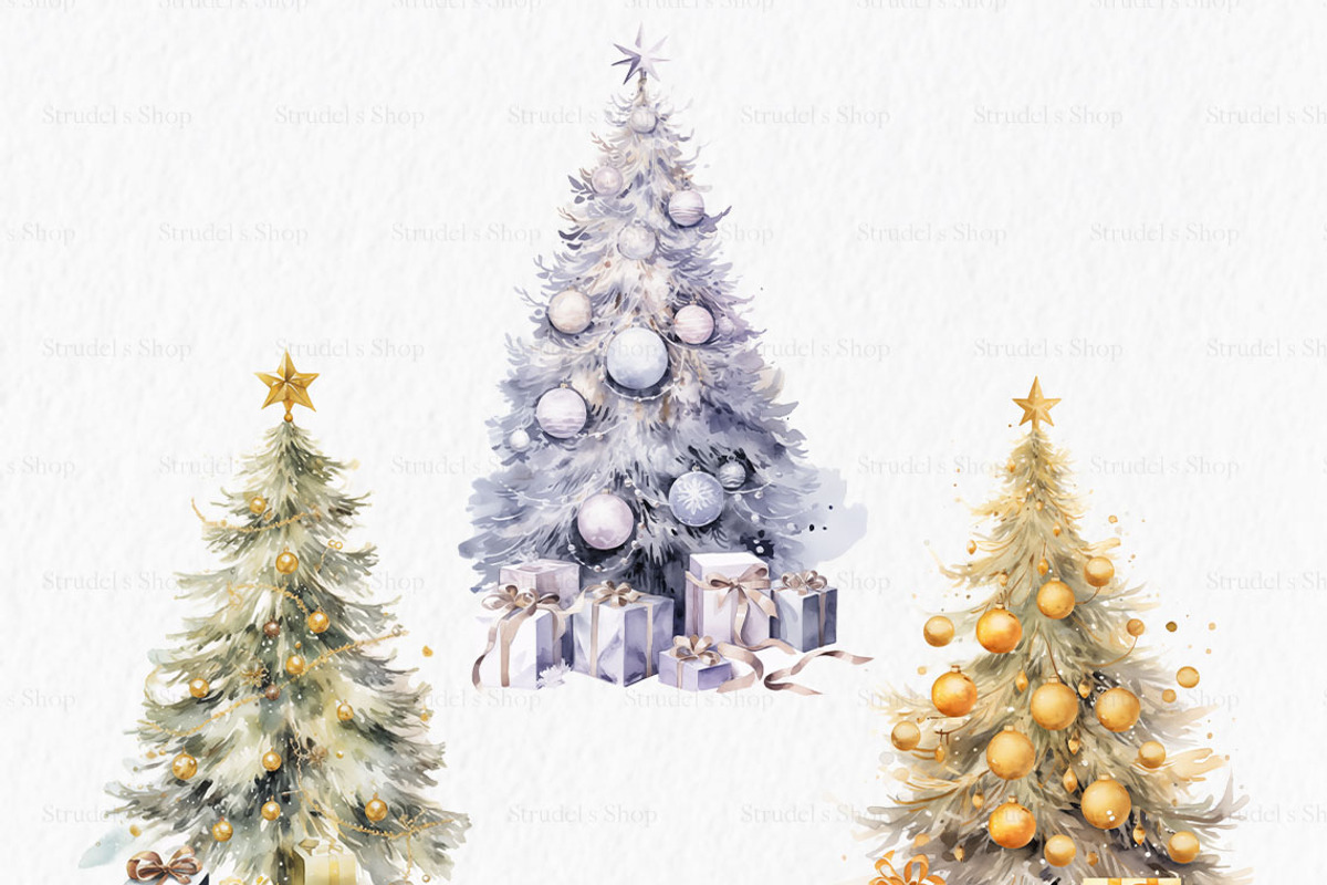 Christmas tree watercolor clipart PN, an Object Graphic by MyLittleMeow (Photo 4 of 8)