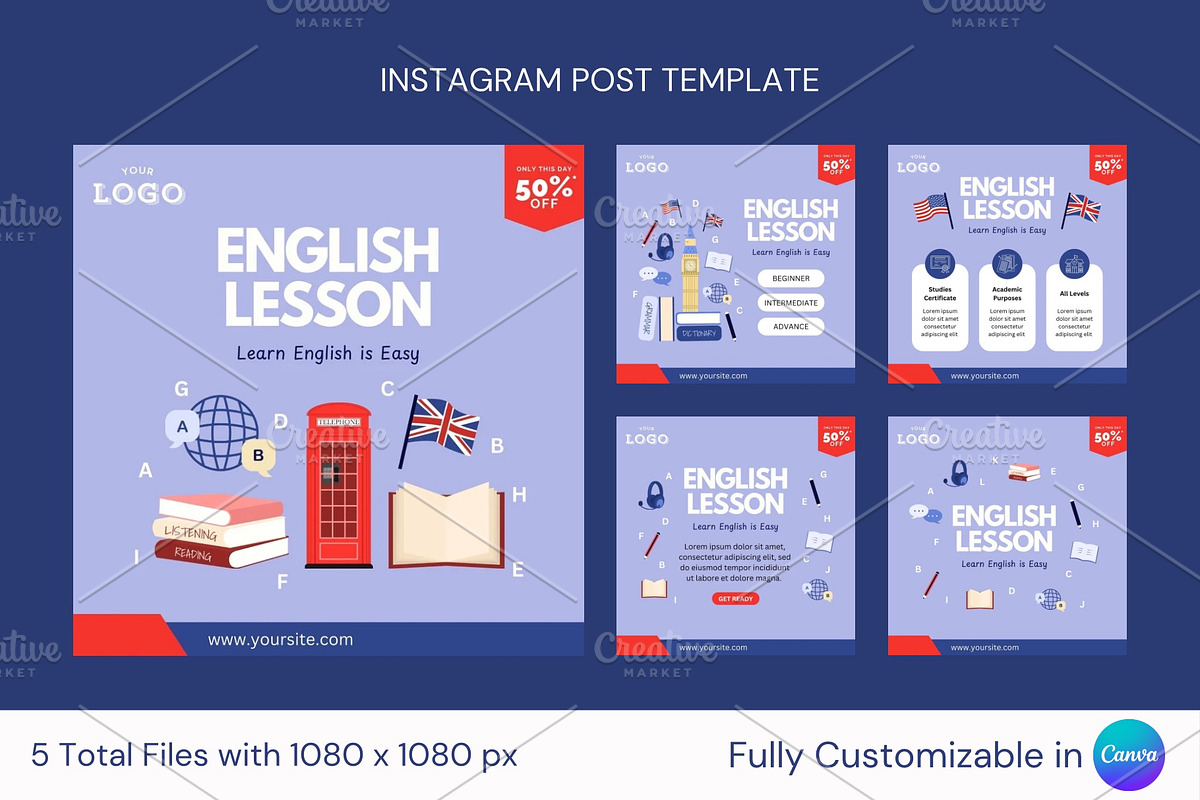 English Lesson Template, a Social Media Template by ryelart.design (Photo 2 of 4)