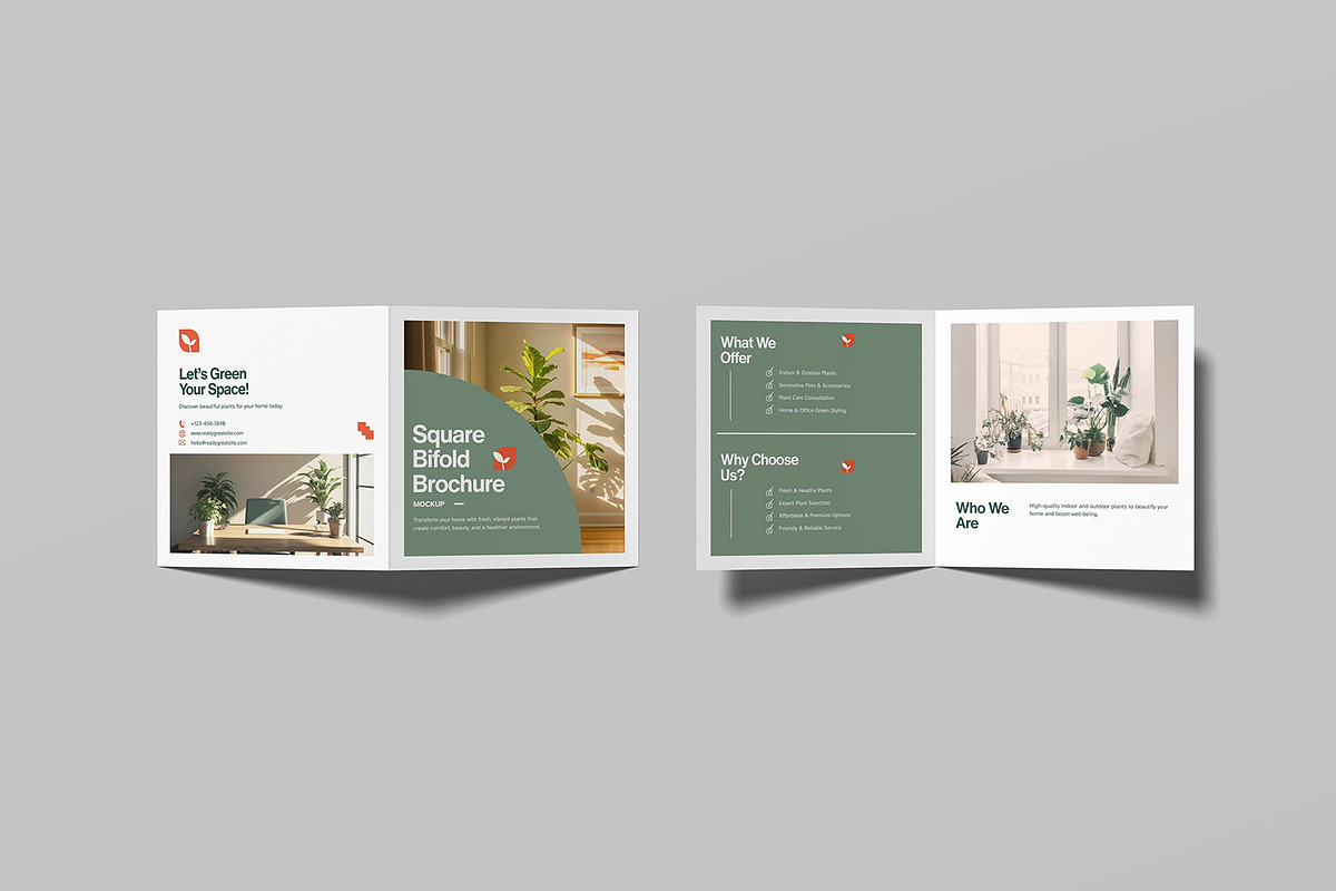 Square Bifold Brochure Mockup, an Advertising Mockup by graphicsecond (Photo 5 of 7)