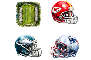 Watercolor Football Clipart, a Decorative Illustration by stickermadness (Thumbnail 5 of 5)