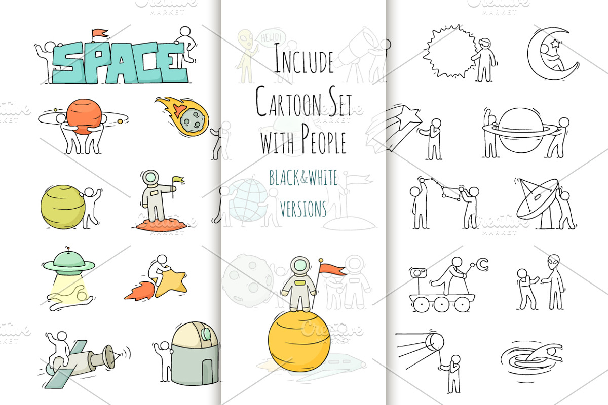 Space objects with little People, a Person Illustration by Sapunkele (Photo 3 of 4)