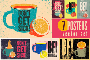 Mug with hot drink. Vector set., a Healthcare Illustration by PoPaShop