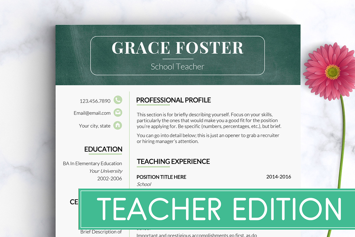 Teacher Resume Template / Teacher CV, a Resume Template by LevelUpResume (Photo 1 of 5)