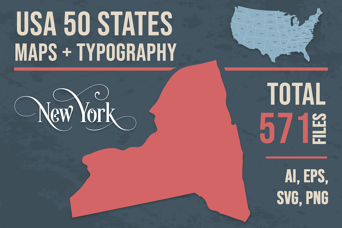 States Maps + Typography of USA, an Object Graphic by ArtFusion (Photo 1 of 5)
