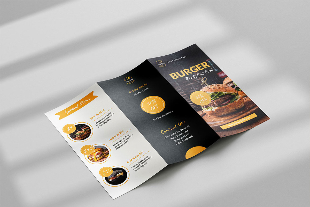BURGER Trifold Brochure Template, a Brochure Template by TypeMakers