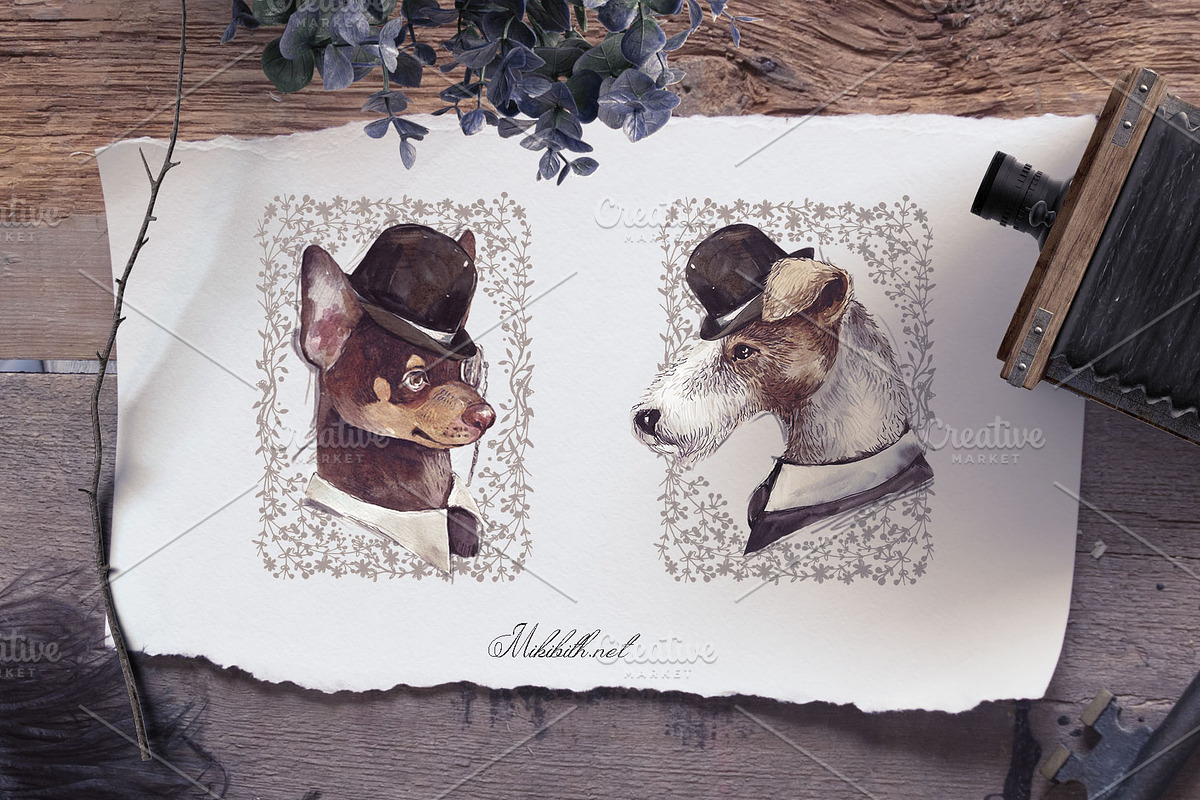 GENTLEMAN DOGS SET, an Object Graphic by Alisa Mikibith Art (Photo 9 of 10)