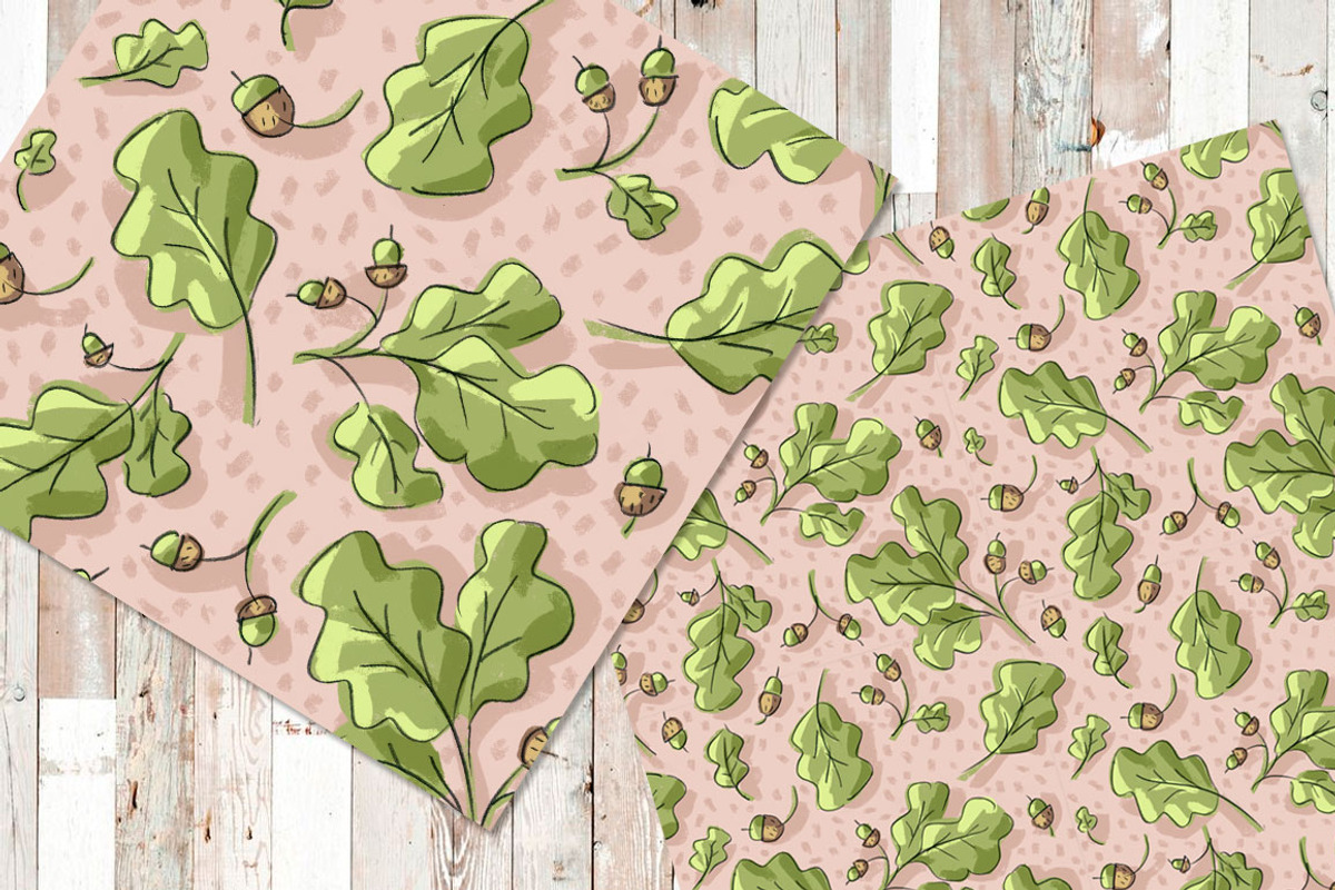 Pattern with oak and acorn, a Pattern Graphic by Melniklenart (Photo 3 of 4)