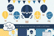 Navy & Lemon Hot Air Balloons, an Illustration by Amanda Ilkov (Thumbnail 1 of 5)