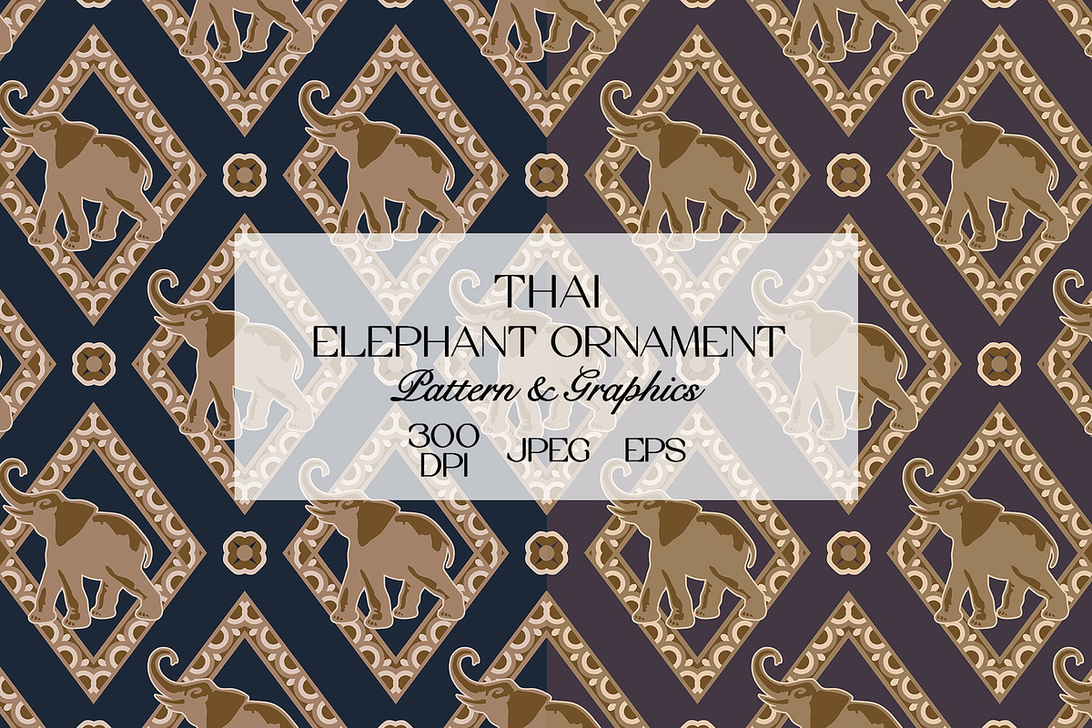 Thai Elephant Ornamental Pattern, a Pattern Graphic by StudioGlouna (Photo 1 of 9)