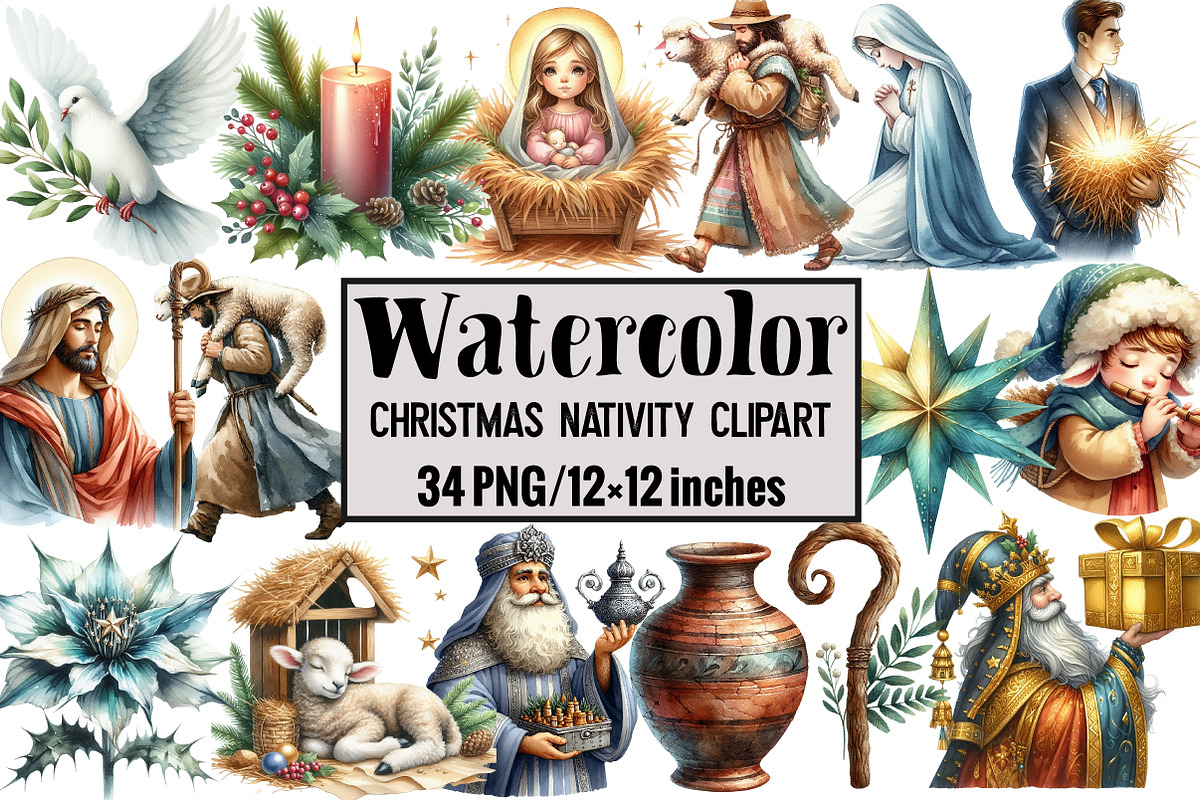 Christmas Nativity Clipart, an Illustration by Design Market (Photo 1 of 3)