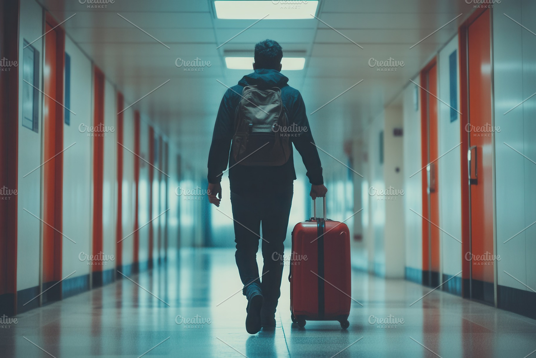 With a suitcase in one hand, a Photo by Pavel_design