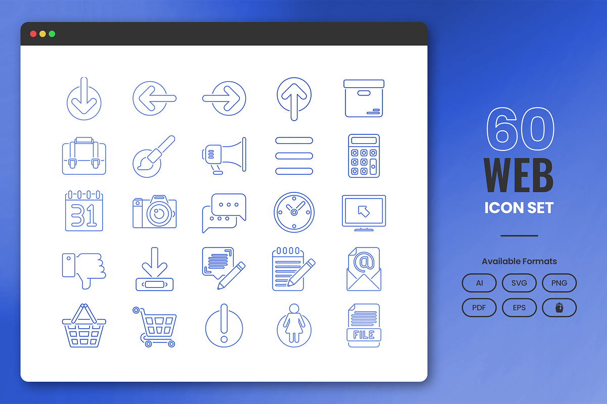 60 Web Icons Dualine, a Solid Icon by Flat Icons (Photo 1 of 7)