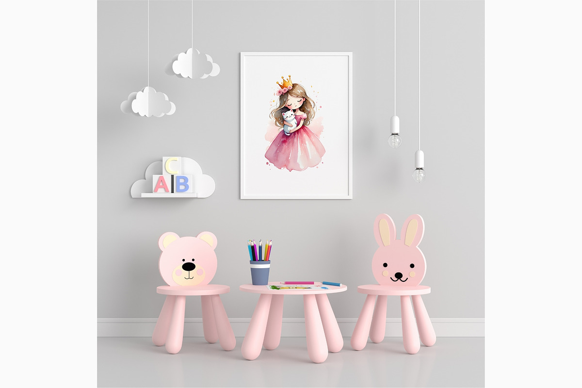 Watercolor Princess and White Kitten, a Person Illustration by Business Chic (Photo 3 of 4)