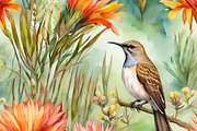 Sugar Bird and Fynbos Flowers, a Decorative Illustration by Karliefie (Thumbnail 4 of 4)